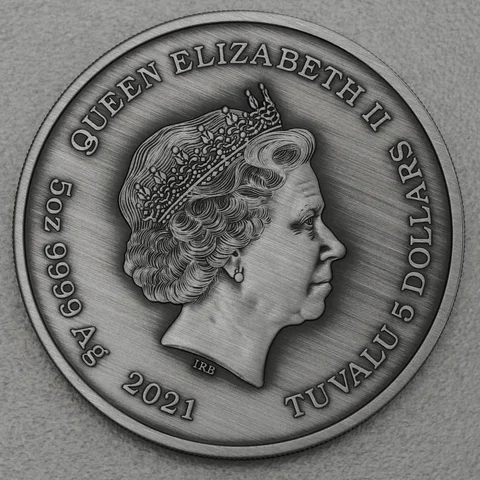 Silbermünze 5oz Tuvalu Gods of Olympus Rückseite Antikes Finish