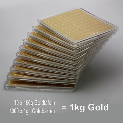10 x 100g Goldtafeln im Set