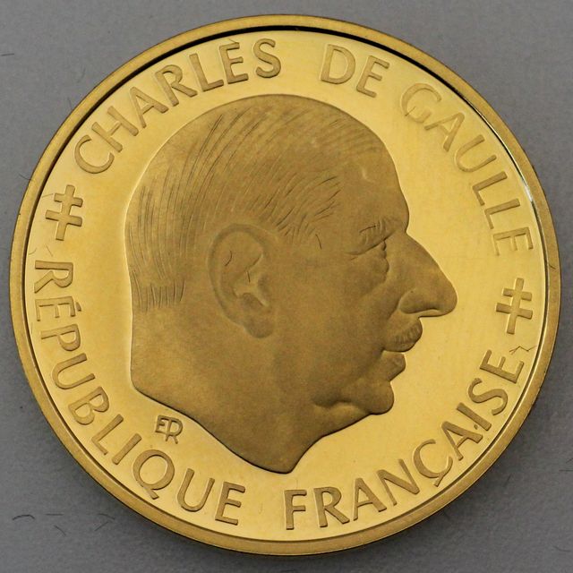 1 Francs Goldmünze Frankreich 1988 Charles de Gaulle
