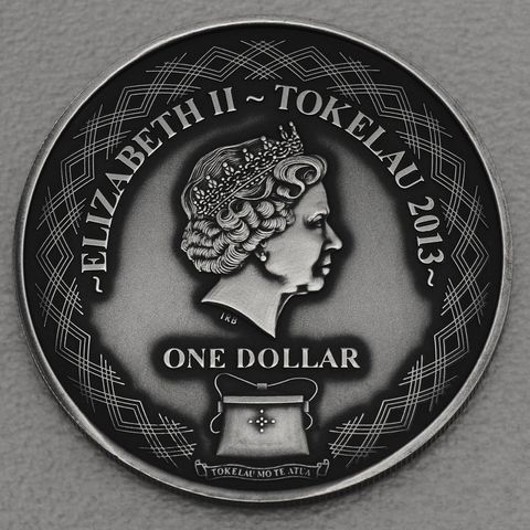 Silbermünze 1oz Tokelau 2013 Asian Tiger in Antikem Finish