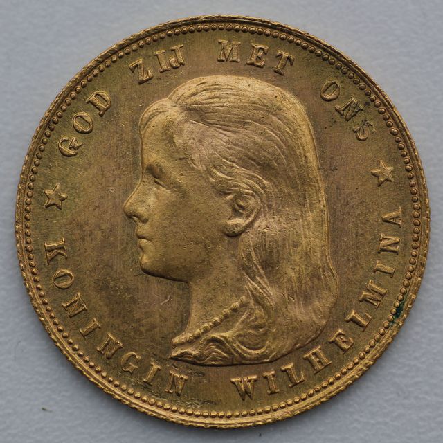 10 Gulden Goldmünze Wilhelmina Jugendbild Niederlande