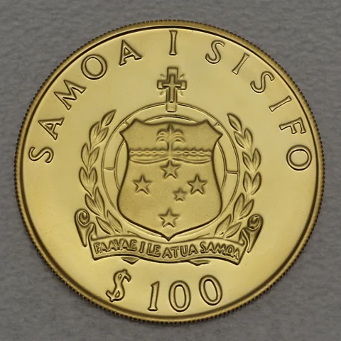 Goldmünze 100 Tala Samoa 1988 - Kon Tiki