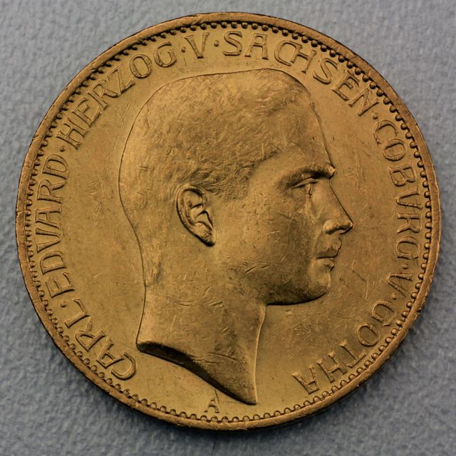 20 Reichsmark Goldmünze Carl Eduard - Sachsen - Coburg und Gotha - Prägejahr 1905 Jäger Nr. 274