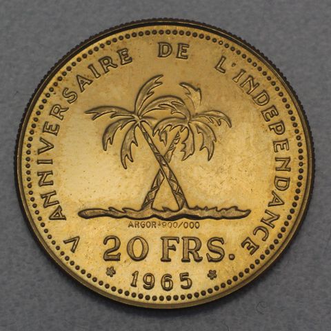 Goldmünze 20 Francs Kongo 1965 - 5. Jahrestag der Unabhängigkeit