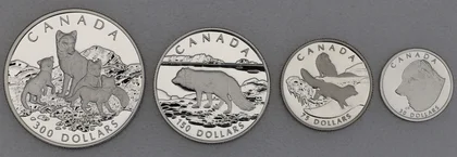 Platinmünzen Canada Wildlife Serie 1993 Arctic Fox / Polarfuchs 1oz, 1/2oz, 1/4oz, 1/10oz