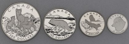 Platinmünzen Canada Wildlife Serie 1993 Arctic Fox / Polarfuchs 1oz, 1/2oz, 1/4oz, 1/10oz