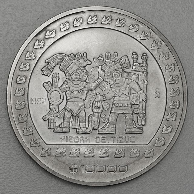 Silbermünze 5oz Mexiko Präkolumbische Kulturen - Azteken 1992 Tizoc