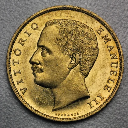 20 Lire Goldmünze Italien Vittorio Emanuele III 