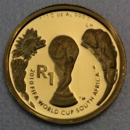 Goldmünze Südafrika 1 Rand Fußball WM 2010