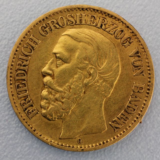 10 Reichsmark Goldmünze Friedrich - Baden Prägejahre 1875, 1876, 1877, 1878, 1879, 1880, 1881, 1888 Jäger Nr. 186