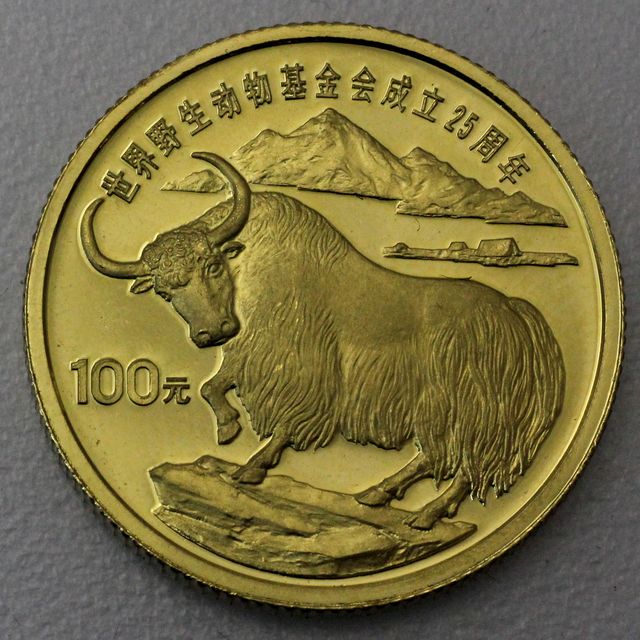 100 Yuan Goldmünze Yak 1986 - 11,318g 22K