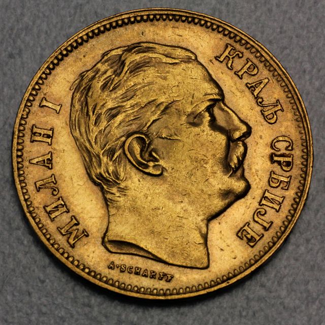 20 Dinara Goldmünze Milan I Serbien 1882