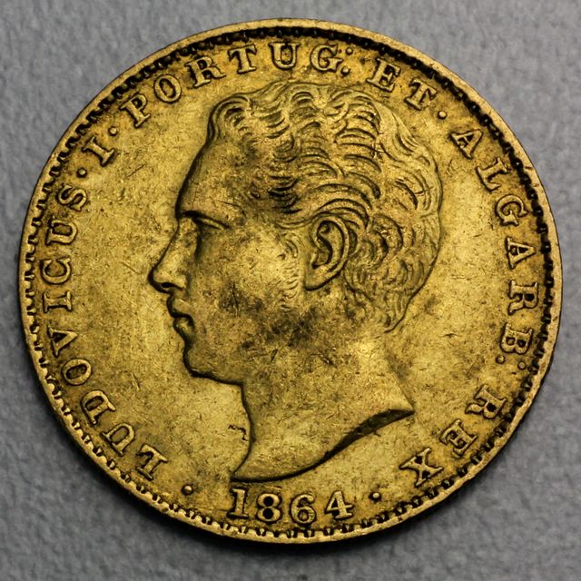 2000 Reis Goldmünze Portugal 1864 Ludiovicus I
