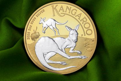 Silbermünze "Australian Kangaroo" mit umgekehrter Vergoldung