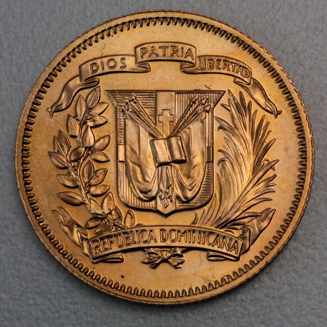 30 Pesos Goldmünze Dominikanische Republik 1974