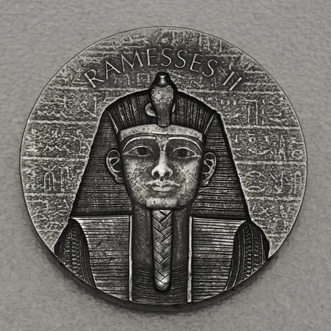 Silbermünze 2oz Tschad Ägyptische Relikte 2017 - Ramses II.