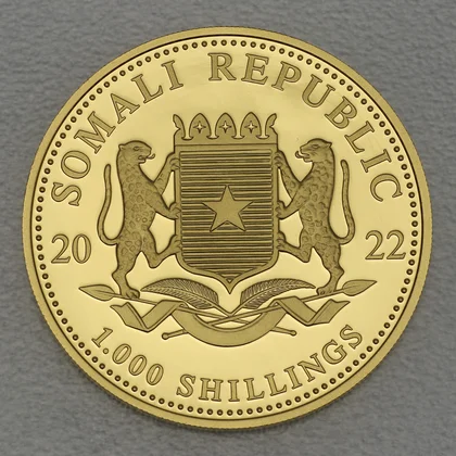 African Wildlife - Somalia Elefant, 1oz Goldmünze 2022
