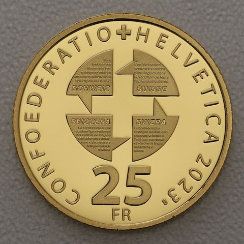 Goldmünze 50 Franken Schweiz 2023 - Schweizer Sprachenvielfalt