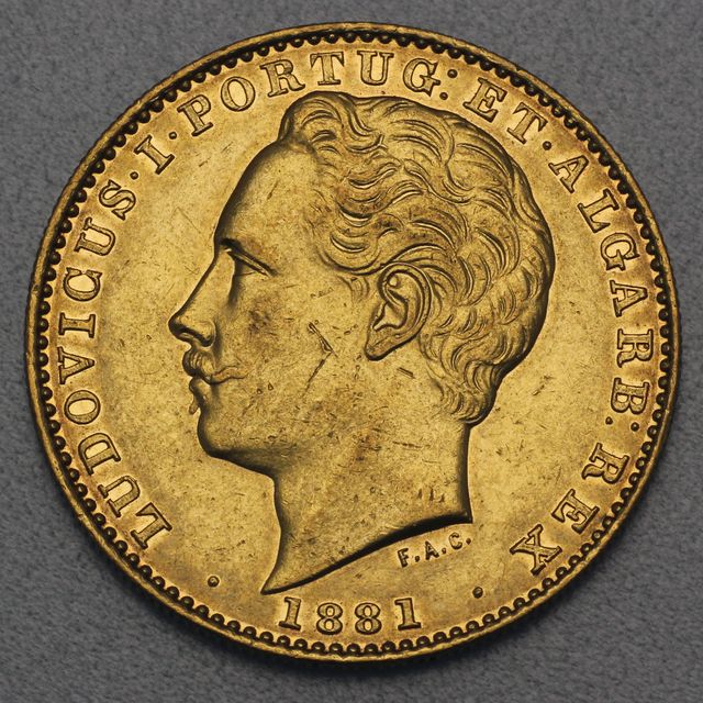 10000 Reis Goldmünze Portugal Ludovicus I