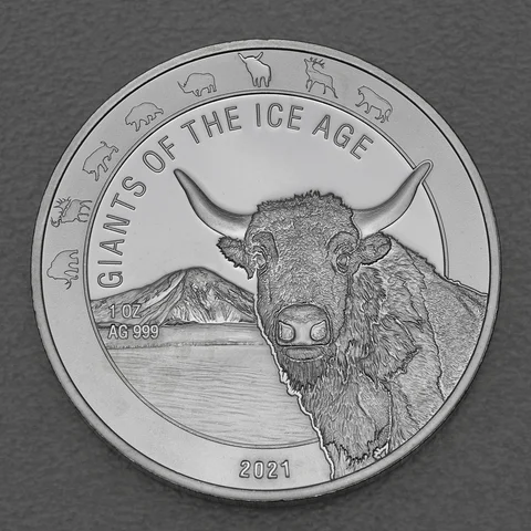Silbermünze 1oz Ghana Giants of Ice Age 2021 - Auerochse