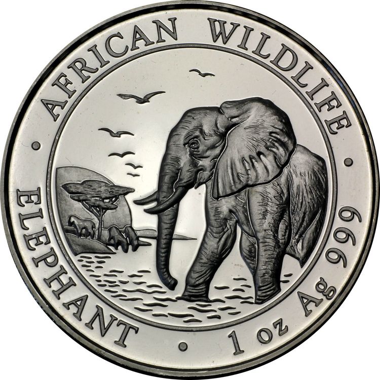 Somalia Elefant Silbermünzen African Wildlife