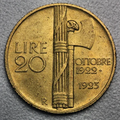 20 Lire Goldmünze Italien Vittorio Emanuele III