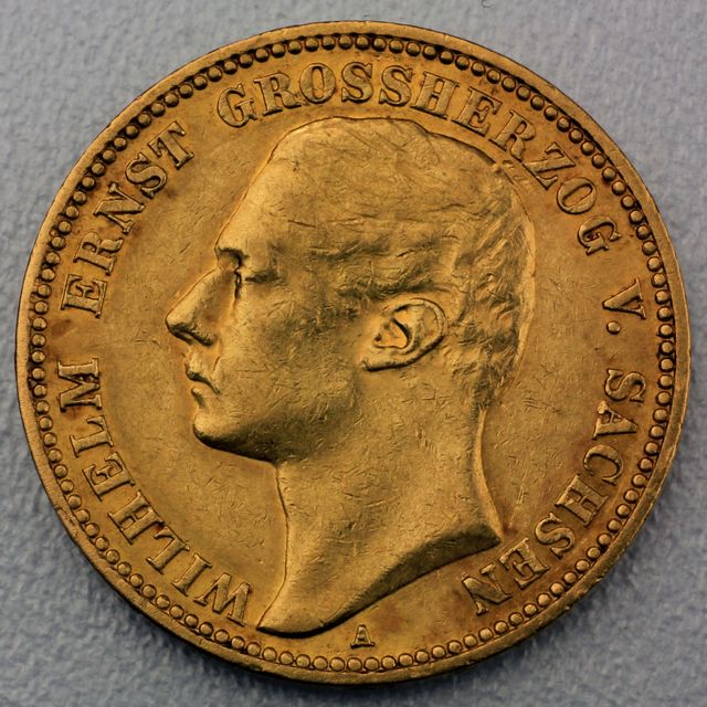 20 Reichsmark Goldmünze Wilhelm Ernst - Sachsen - Weimar - Eisenach - Prägejahr 1901 Jäger Nr. 283