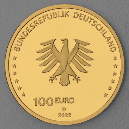 Kehrseite der 100 Euro Goldmünze "Freiheit" 2022
