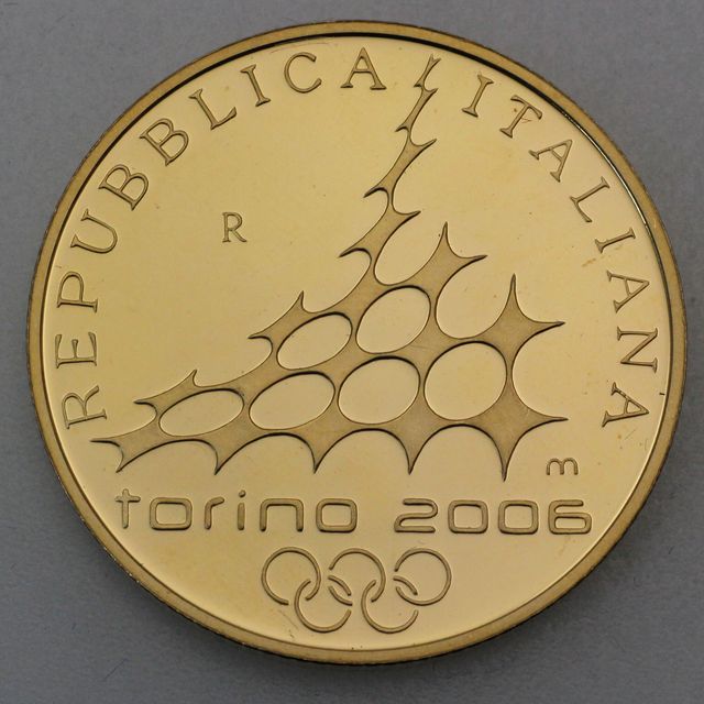 50 Euro Goldmünze Italien 2006 Olympische Flamme