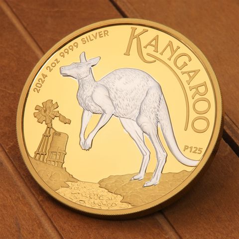 Silbermünze Kangaroo mit umgekehrter Vergoldung