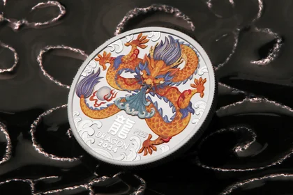 Kolorierte Silbermünze "Drache" Lunar III