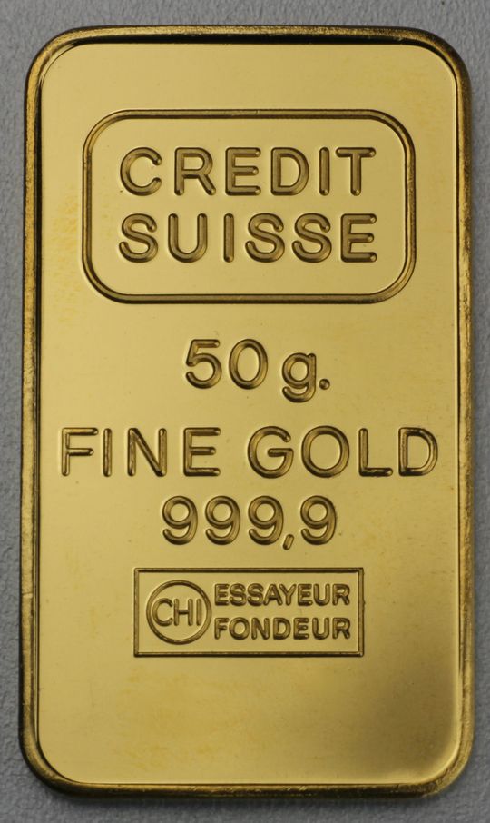Credit Suisse Goldbarren aus Valcambi Produktion