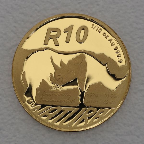 Goldmünze Südafrika Nature Serie Safari through Africa - 2010 Schwarzes Nashorn 1/10oz
