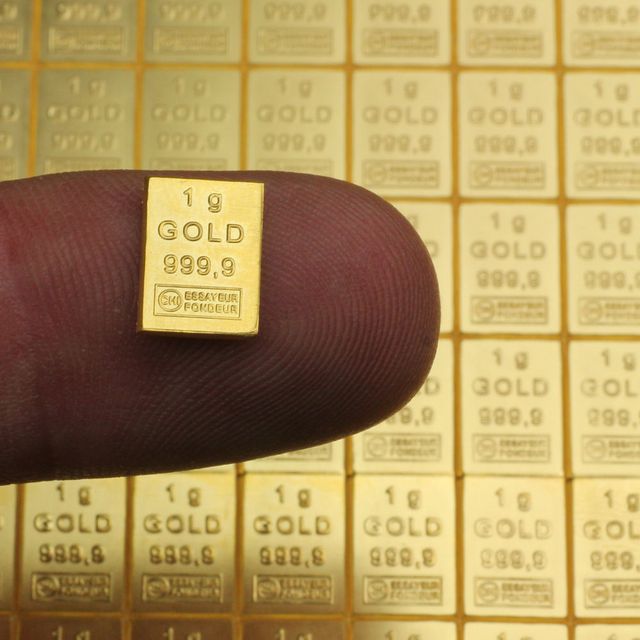 1g Goldbarren einer ESG Goldtafel