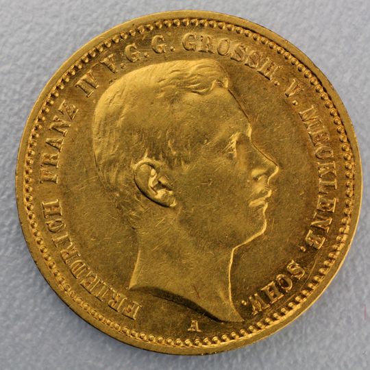 10 Reichsmark Goldmünze Friedrich Franz iV - Mecklenburg-Schwerin - Prägejahr 1901 Jäger Nr. 233