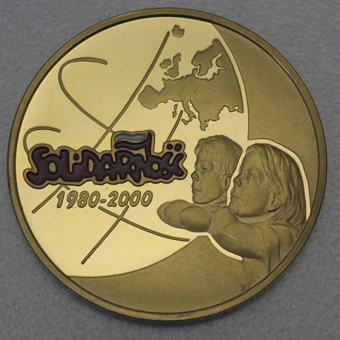 Goldmünze 200 Zloty Polen 2000 - 30. Jahrestag - Unabhängiger Selbstverwalteter Gewerkschaftsbund „Solidarität“