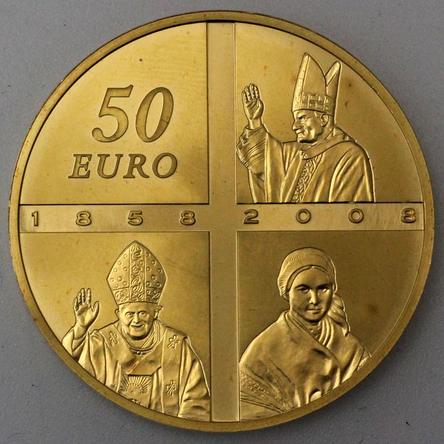 50 Euro Goldmünze Frankreich 2008 Marienerscheinung Lourdes