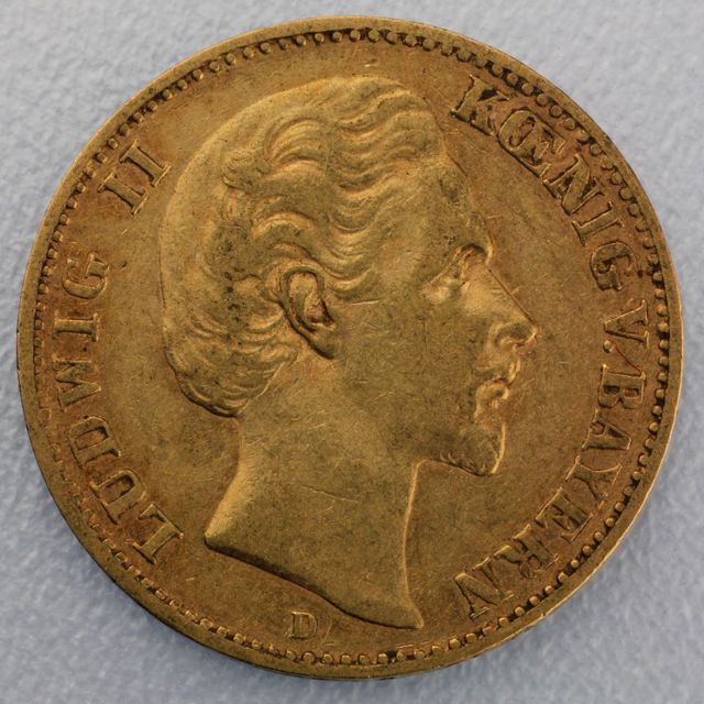 10 Reichsmark Goldmünze Ludwig II- Bayern Prägejahre 1874, 1875, 1876, 1877, 1878, 1879, 1880, 1881 Jäger Nr. 196