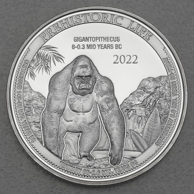 Silbermünze 1oz Congo Prehistoric Life - 2022 Gigantopithecus