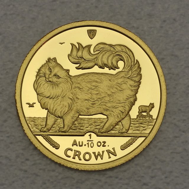 Goldmünze 1/10oz Isle of Man Cat Katzen 1993 - Maine Coon Cat