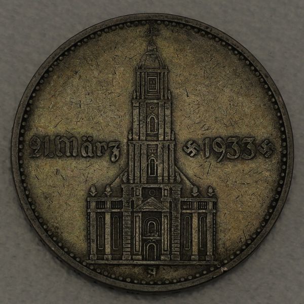 Silbermünze NS-Zeit 2 Reichsmark 1934, Garnisonskirche mit Datum
