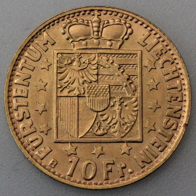 10 Francs Goldmünze Liechtenstein Franz  Josef II 1946