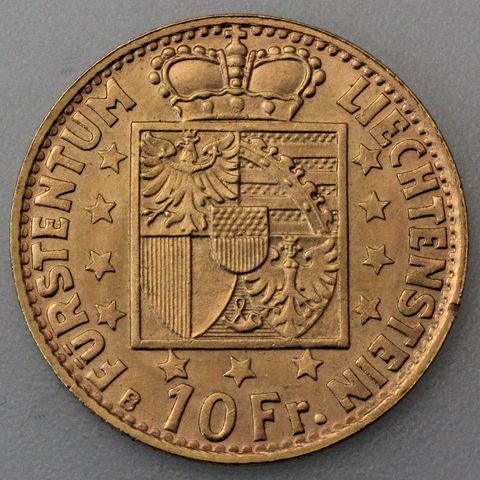 10 Francs Goldmünze Liechtenstein Franz  Josef II 1946