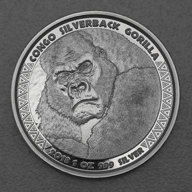 Silbermünze 1oz Congo Silverback Gorilla 2018