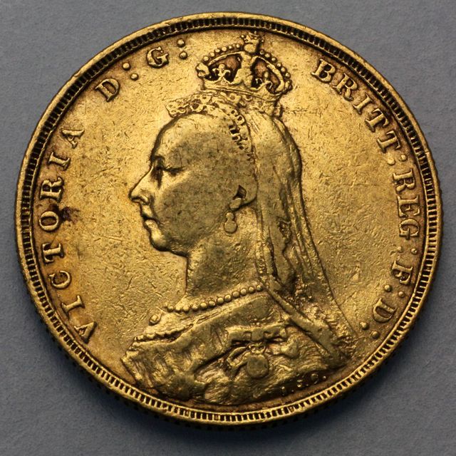 Sovereign Münze Königin Victoria Jubilee Conage mit Heiligem Georg Reiter Rückseite