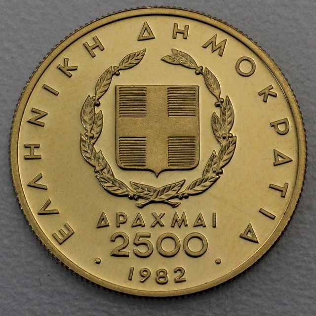 Goldmünze 2500 Drachmen 1982 - Spiros