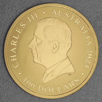 Australia Zoo, 1oz Goldmünze, Kopfseite mit König Charles III, 2024