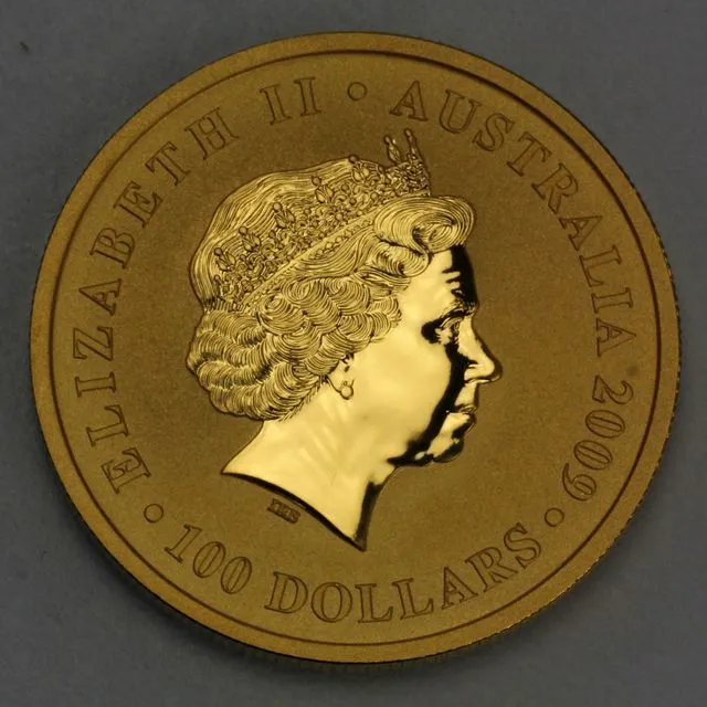 Goldmünze Australian Nugget 2009 Kopfseite Elisabeth II