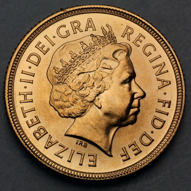 Sovereign Goldmünze Königin Elisabeth II in der vierten Portraitversion