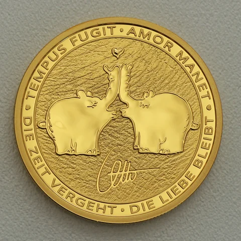 Goldmünze Ottifanten 2021 - Kissing Ottifants